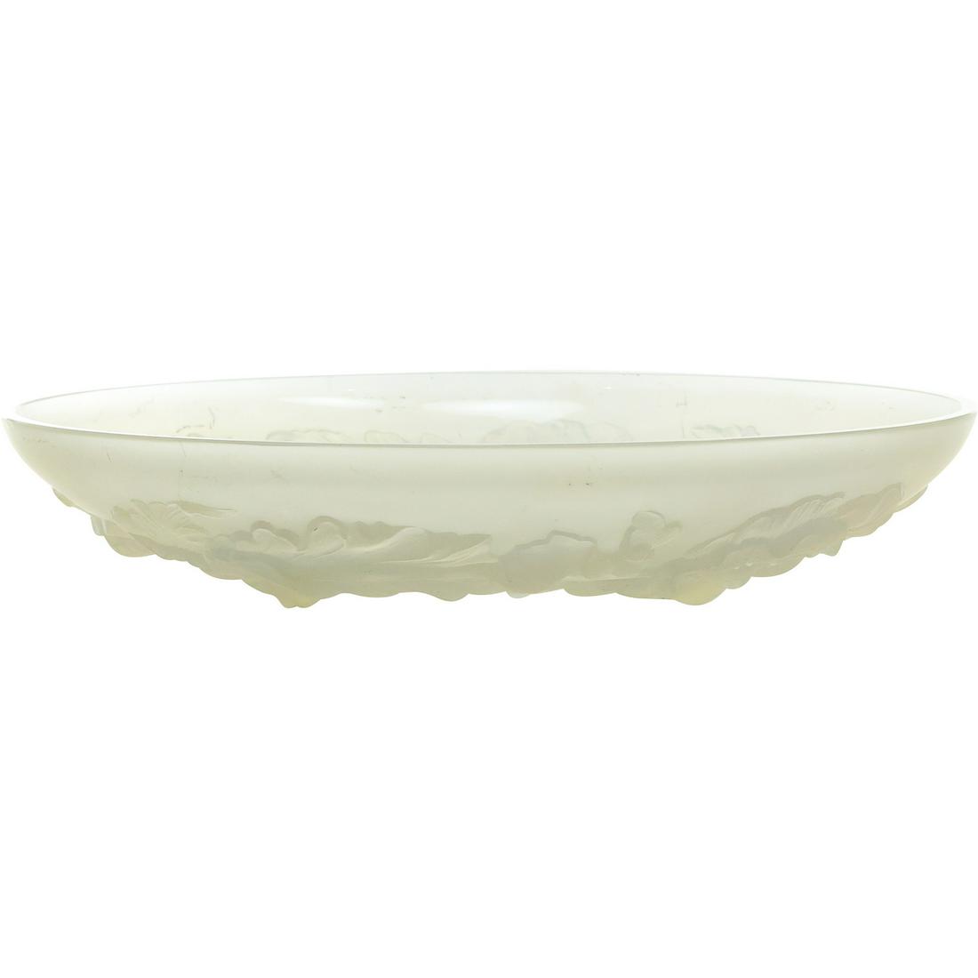 Verlys Opalescent Glass Round Center Bowl Embossed Flowers 13.75 inches diameter (1 of 17)