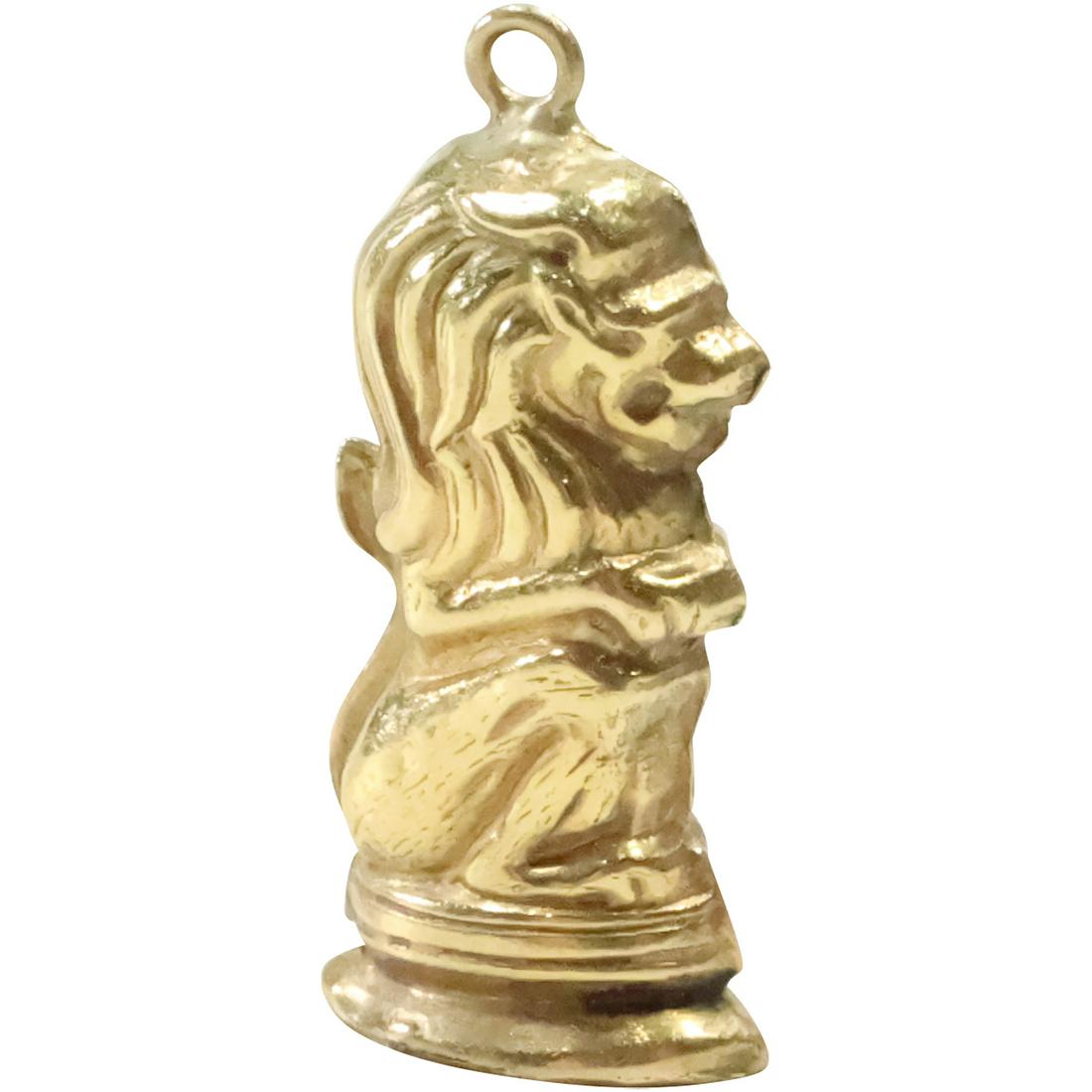 14K GOLD LION PENDANT Weighs .8 dwt, 7/8 in. x 3/8 in. (1 of 13)