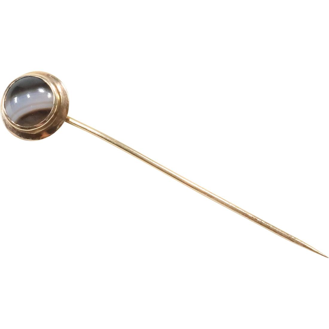 14K GOLD Victorian Stick Pin with Onyx Stone, Weighs 1.5 dwt, 2 1/2 in. x 1/2 in. (1 of 11)