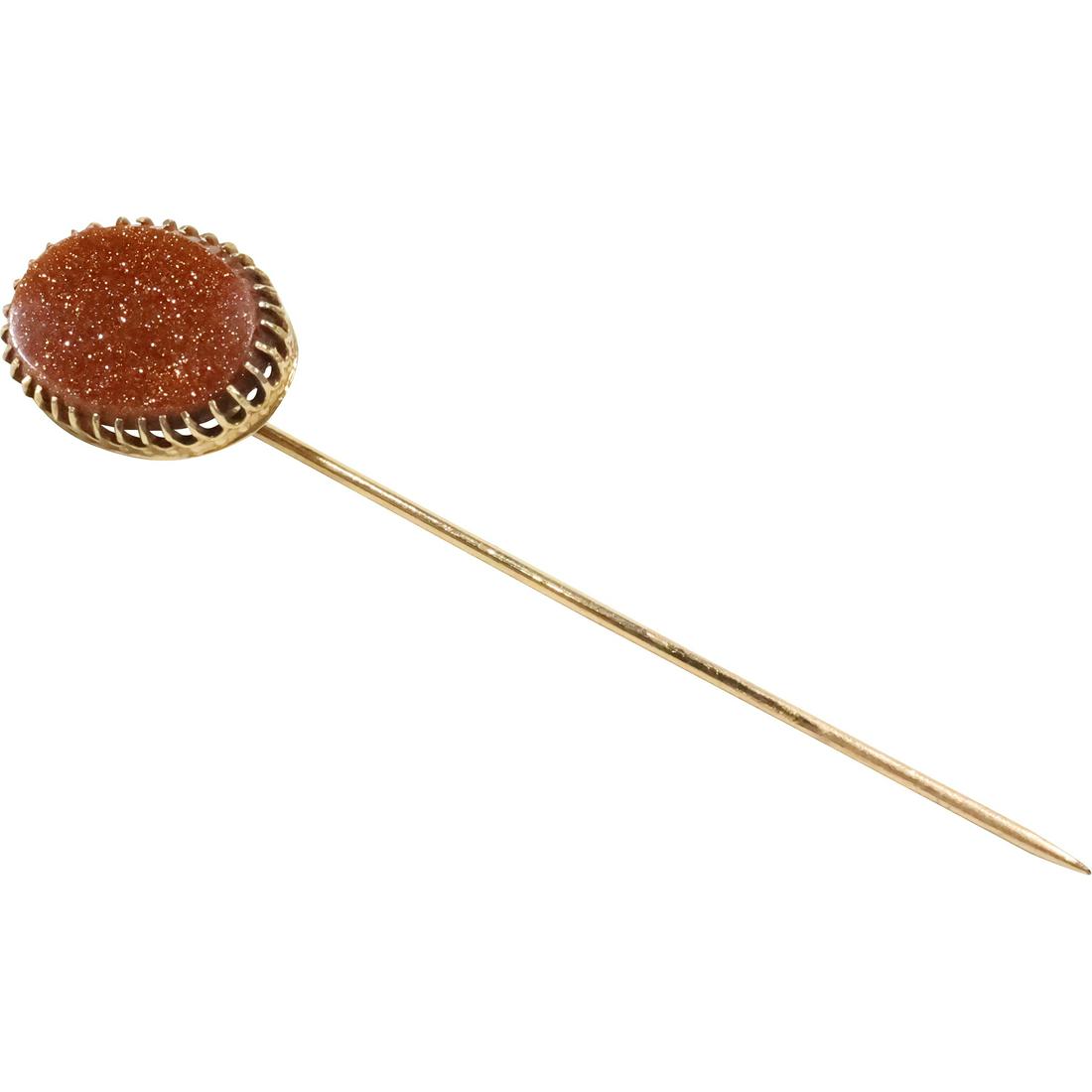 14K GOLD Victorian Stick Pin with Moon Stone, Weighs 2 dwt, 2 3/4 in. x 1/2 in. (1 of 19)