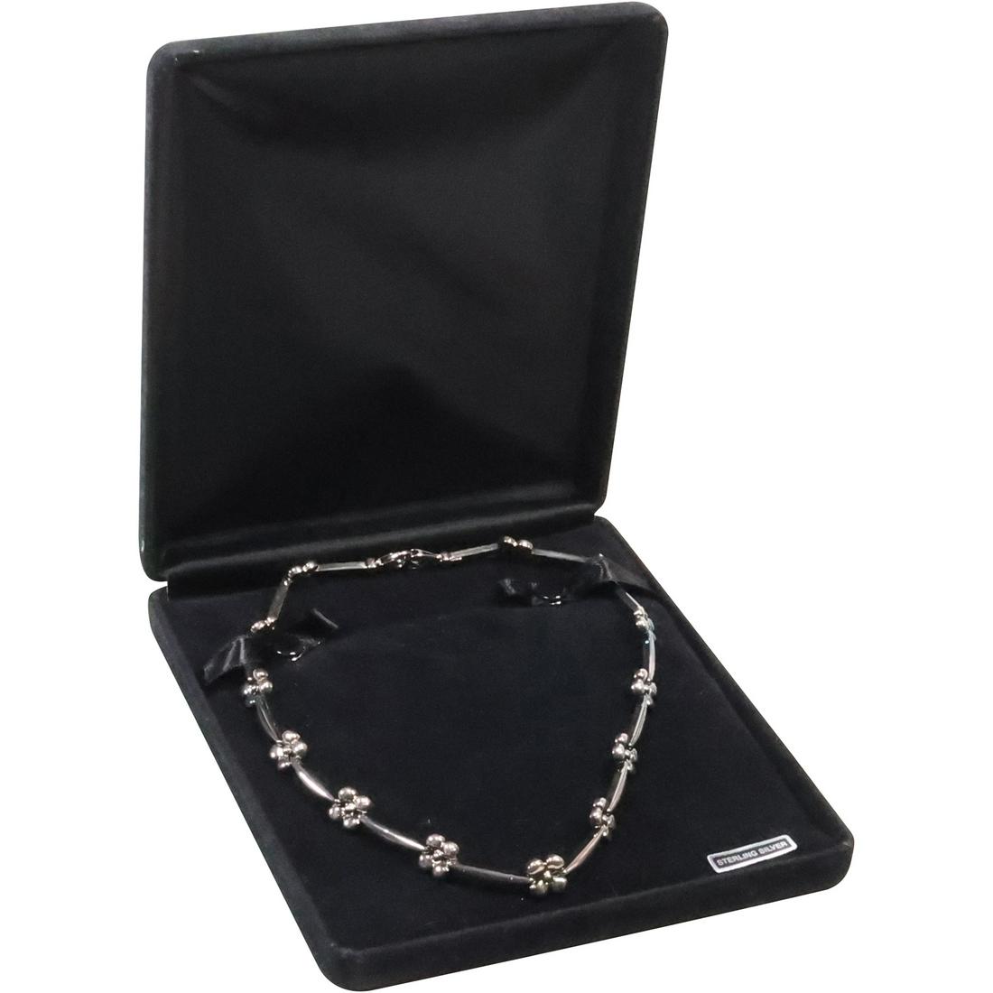 .925 Sterling Silver Milor Flower Motif Design Necklace with unusual clasp in Original Case (1 of 16)