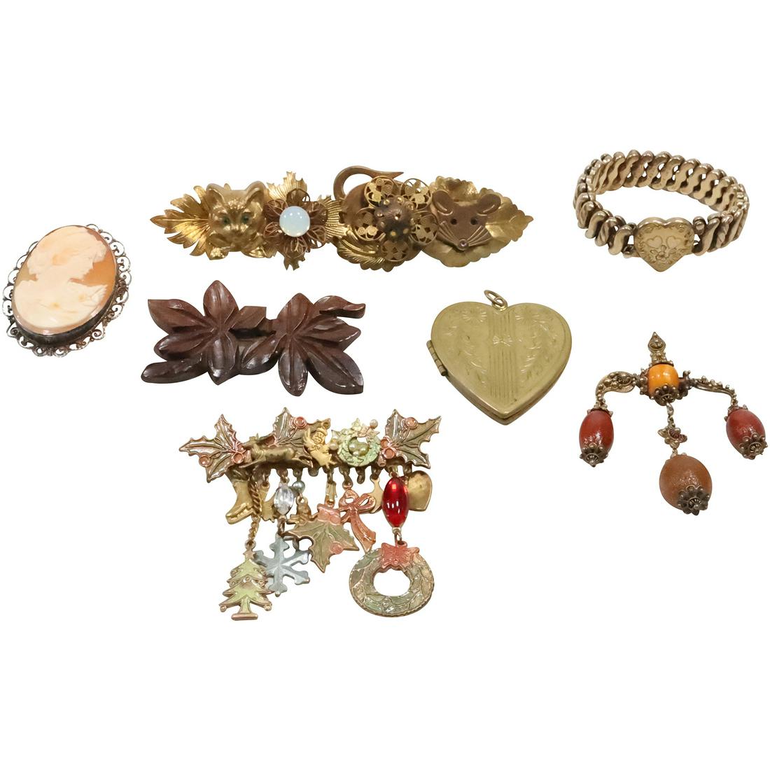 7 Piece Assorted Vintage Costume Jewelry Grouping - Variety (1 of 20)