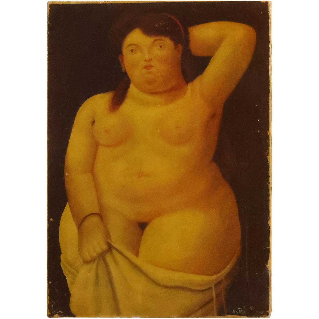 Fernando Botero, born 1932 Columbia, Oil on Canvas Painting Woman, Signed Botero (1 of 20)