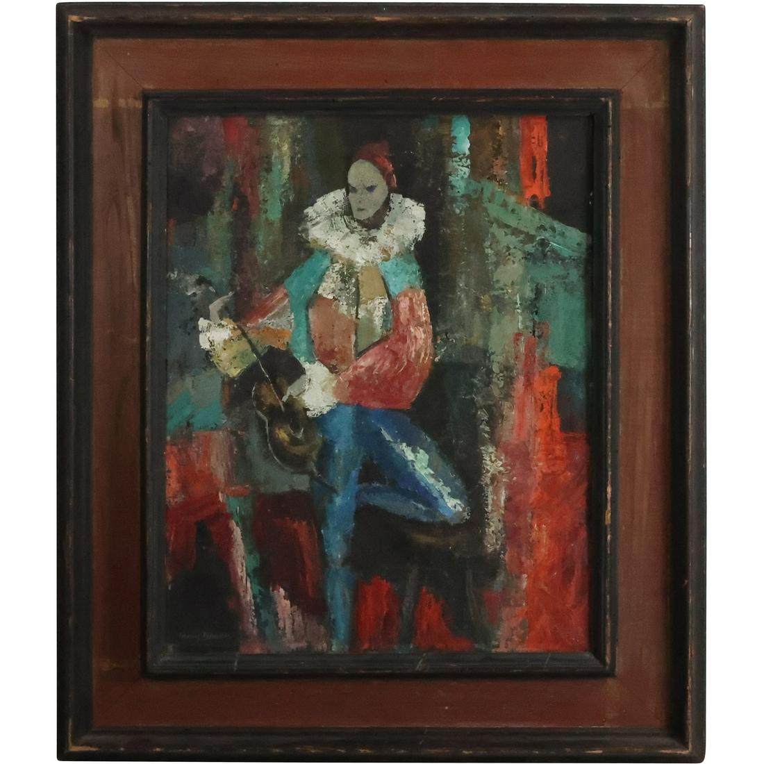 Mary Bryan, [1907-1978 Mass. / Vermont / New Mexico] ABSTRACT HARLEQUIN Oil Painting (1 of 20)