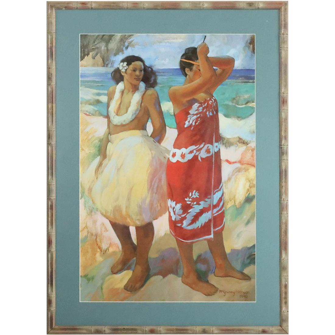 Framed Polynesian Print "Approaching Storm" by Susan McGovney Hansen 1990: Framed Polynesian Print "Approaching Storm" by Susan McGovney Hansen 1990. size: 30 in. x 19.5 in. matte, 37.5 in. x 27 in. outside frame For more additional photos please 