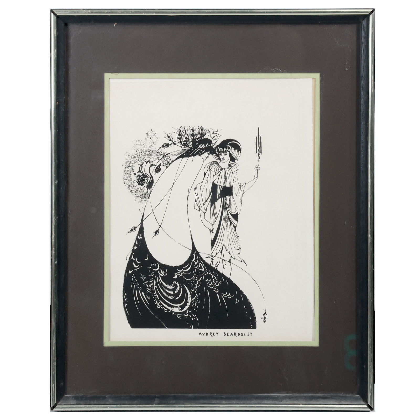 Aubrey Beardsley, Lithograph, "The Peacock Skirt" , Framed, Vintage (1 of 20)