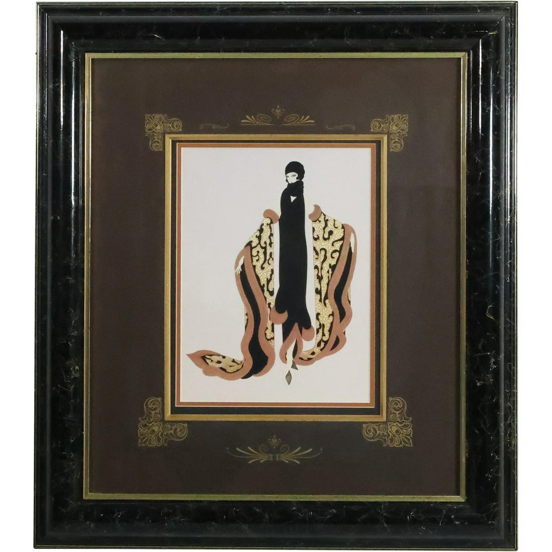 ERTE [1892-1990 Russian / French] Serigraph "Fox Fur" Custom Framed (1 of 20)