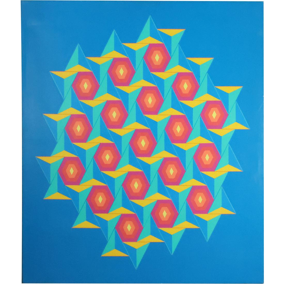 Jack Herman, 20th C. Geometric Abstract Oil on Canvas Painting Titled " 19 Stars" (1 of 20)