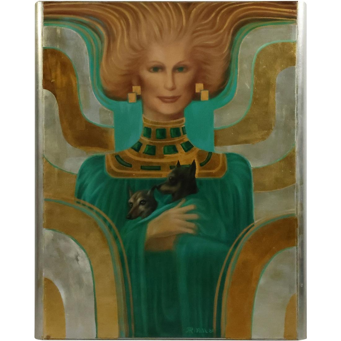 Jose Ripoll 1981, Oil on Canvas Painting Fantasy Woman Portrait, Signed (1 of 20)