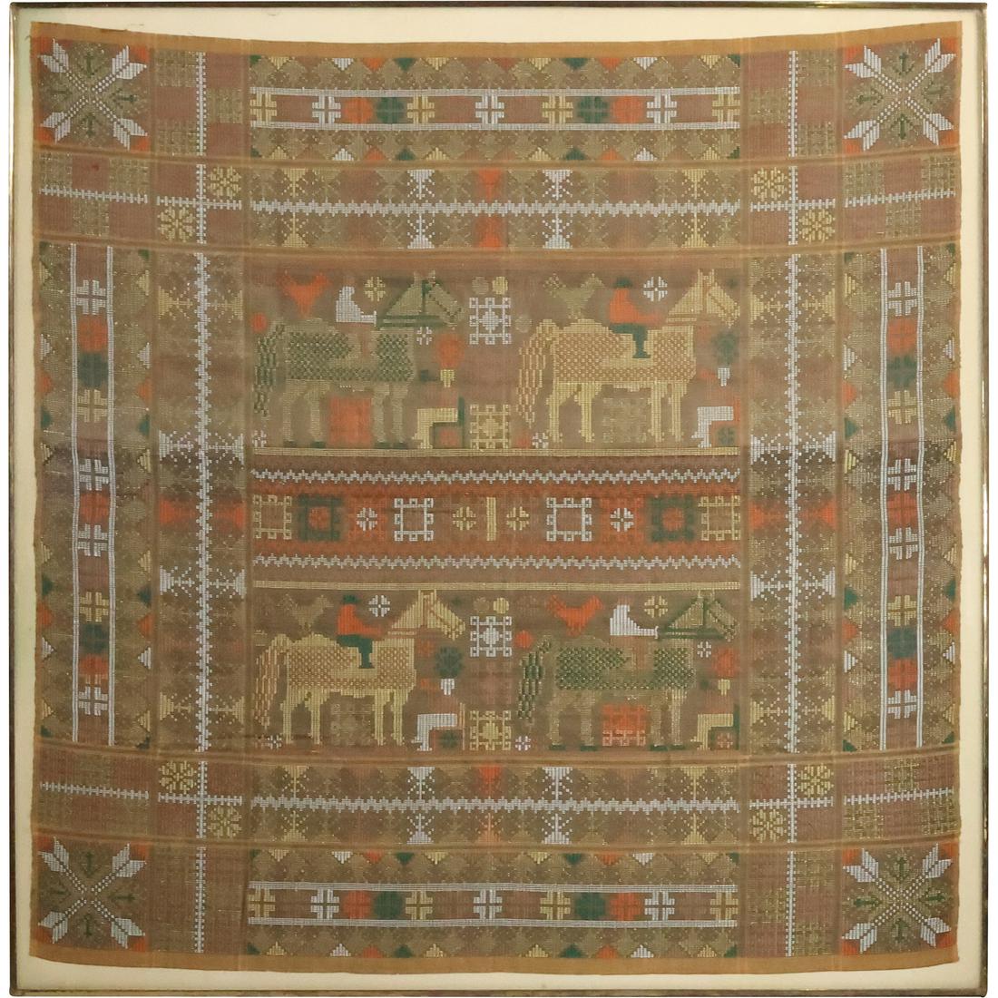 Unique Native American Framed Tapestry, Label on Verso: Bank of New York Art Inventory #905:72 (1 of 20)