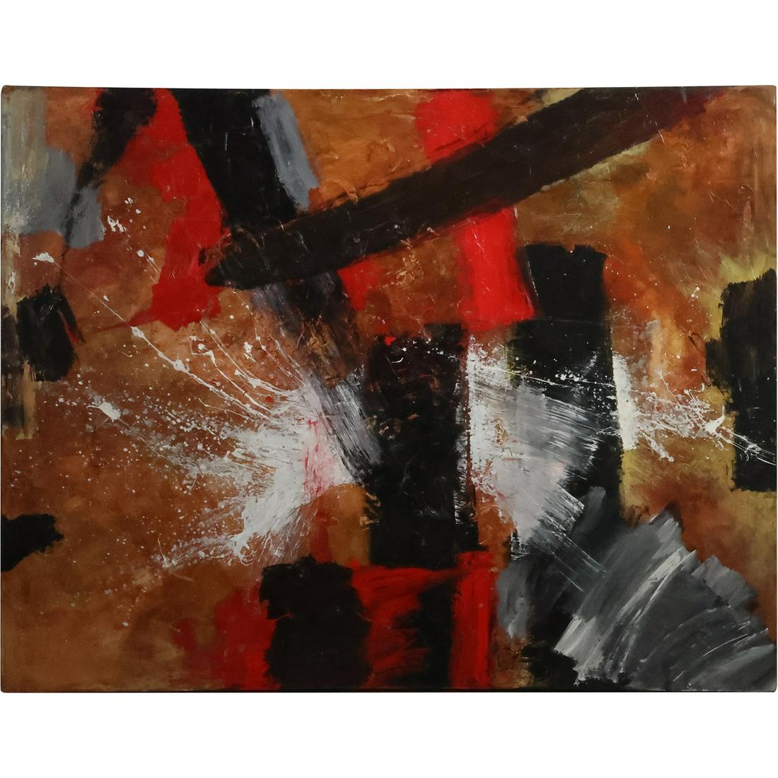 Large 20th C. ABSTRACT EXPRESSIONISM Oil on Canvas Painting 41.5 in. x 54 in. (1 of 20)