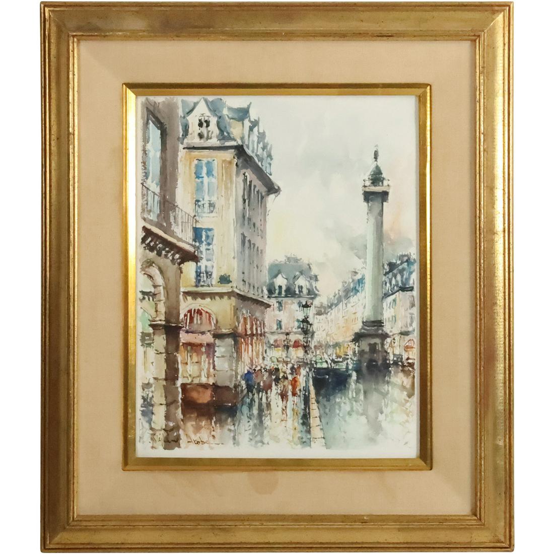 Stephane Wrobel 1927-2007, Watercolor Painting Paris Street Scene Signed and Framed (1 of 20)