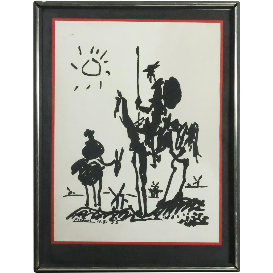 Pablo Picasso 1955 Vintage Lithograph "Don Quixote" Signed and dated in plate. Original framing. (1 of 20)
