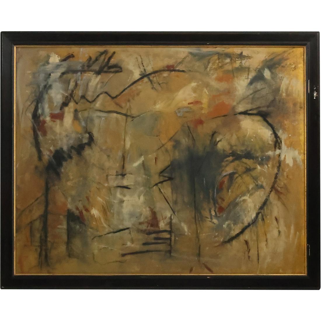 Mid-Century Modern Large  ABSTRACT Oil Painting Framed 38.25 in. x 47.5 in. outside frame (1 of 20)