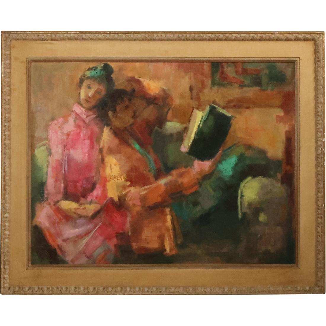 Vtg Capodimonte Grandma Figure Reading 7.5'' X 7.5'' X 9.5
