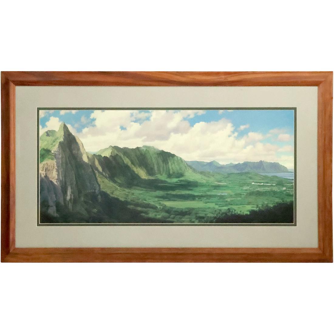 Gary Reed, 1948-2015 Hawaii, Signed Giclee on Paper "OLD PALI LOOKOUT" HAWAII: Gary Reed, 1948-2015 Hawaii, Signed Giclee on Paper "OLD PALI LOOKOUT" HAWAII. size: 14.75 x 33 matte, 25 x 43.5 outside frame. ASKart:Gary Wayne Reed (1948 - 2015) was active/lived in Illinois, Hawai