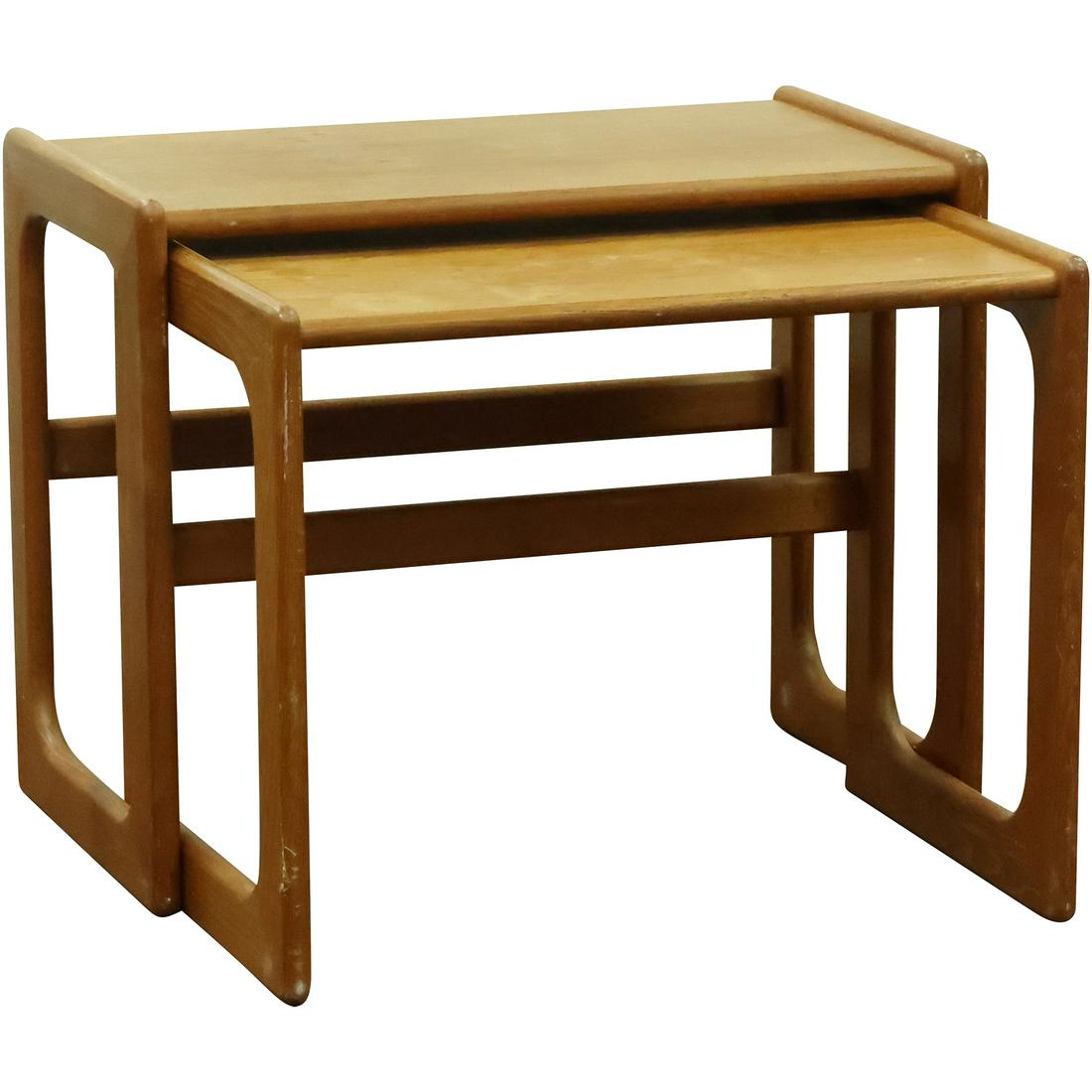 Mid-Century Modern Wooden Nest of 2 Stackable Tables 23.75 in. and 22 in. lengths (1 of 20)