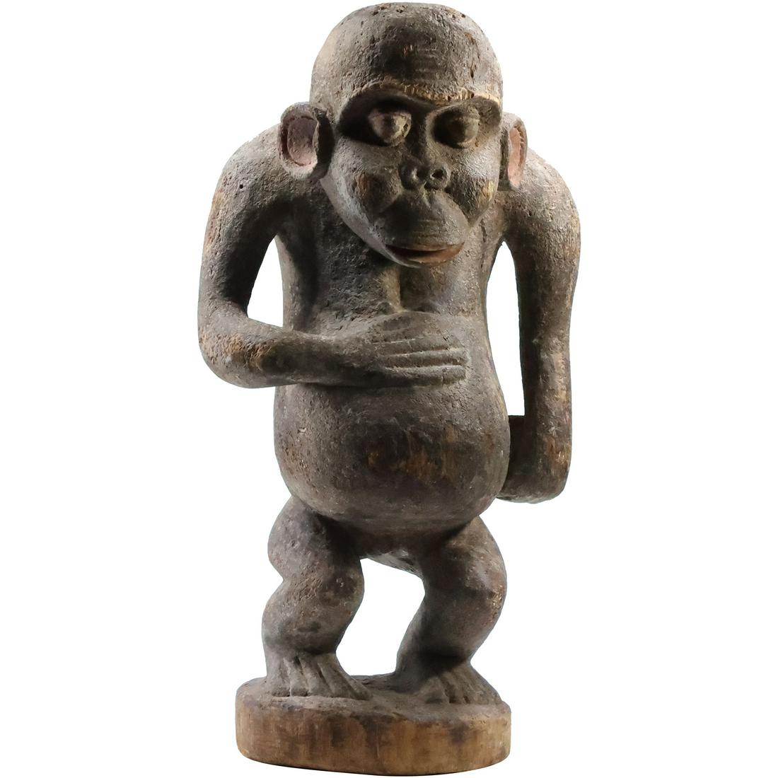 Antique Carved Wood African Statue Figure of a Monkey 20 inches height (1 of 20)