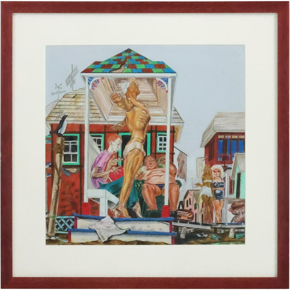 Paul Cadmus(after); 20thC. Modernist Drawing Signed (1 of 19)