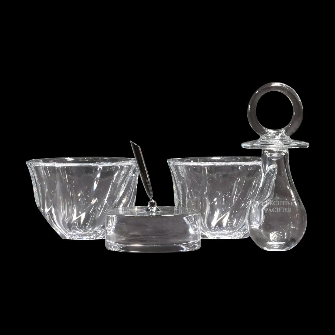 [4] ORREFORS Sweden Crystal Glass 2 Candle Holders, Executive Pacifier, Pen Holder with Boxes (1 of 20)
