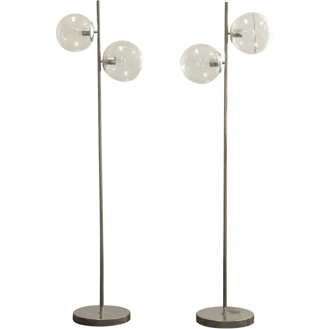 Pair of Mid-Century Modern Chrome and Glass Floor Lamps (1 of 19)
