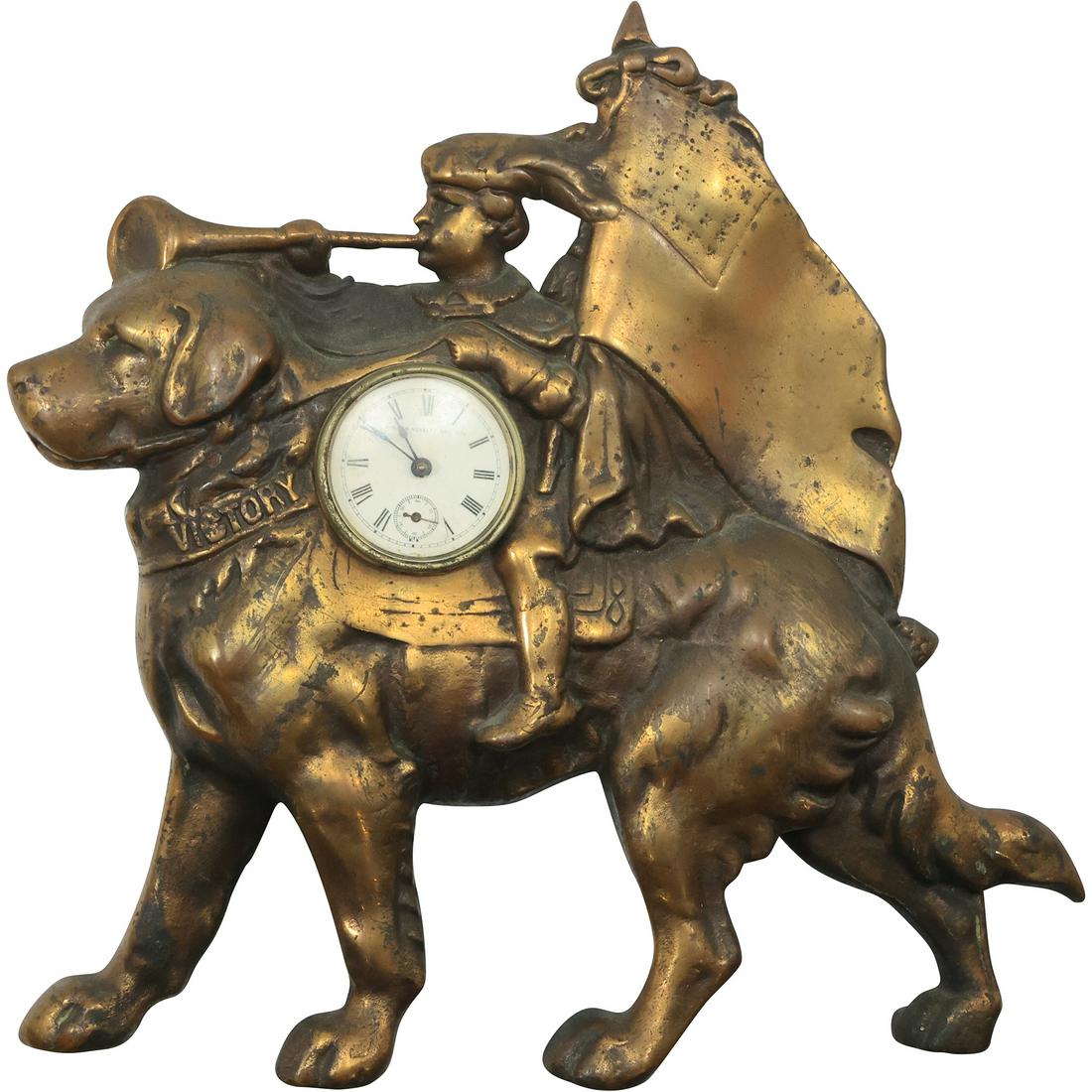 Antique Cast Iron Cigar Advertising Clock Smoke Victory's Dog's Head Cigars Victorian Era 1800s Stor (1 of 20)