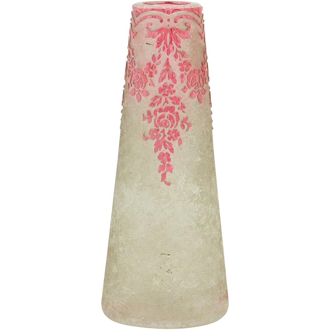 Signed VAL ST. LAMBERT Fine Cranberry Cameo Cut Art Glass Cabinet Vase 5 inches height (1 of 20)