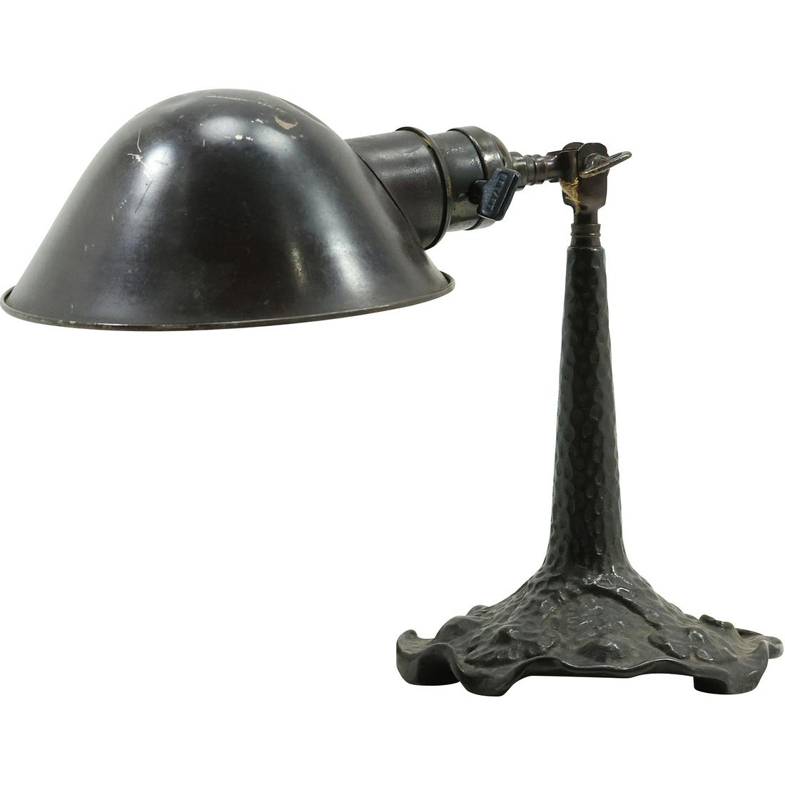 Vintage Arts & Crafts Metal Hand Hammered Design Base Desk Lamp Signed R B Co #9328 (1 of 20)