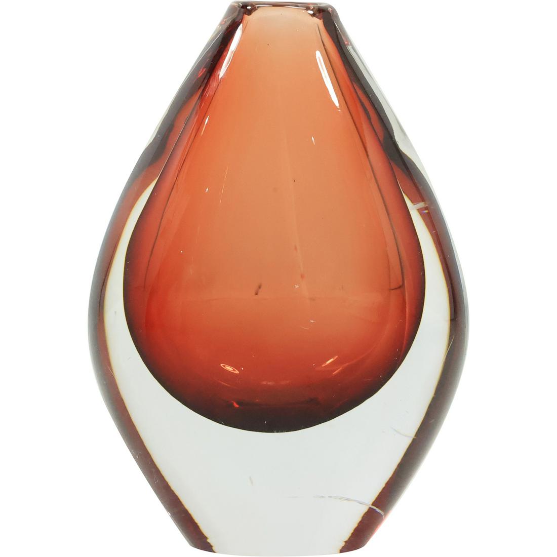 1960s Orrefors Sven Palmquist Modern Red Vase 5.5 inches height x 4 inches wide: 1960s Orrefors Sven Palmquist Modern Red Vase size: 5.5 in. x 4 in. For more additional photos please 