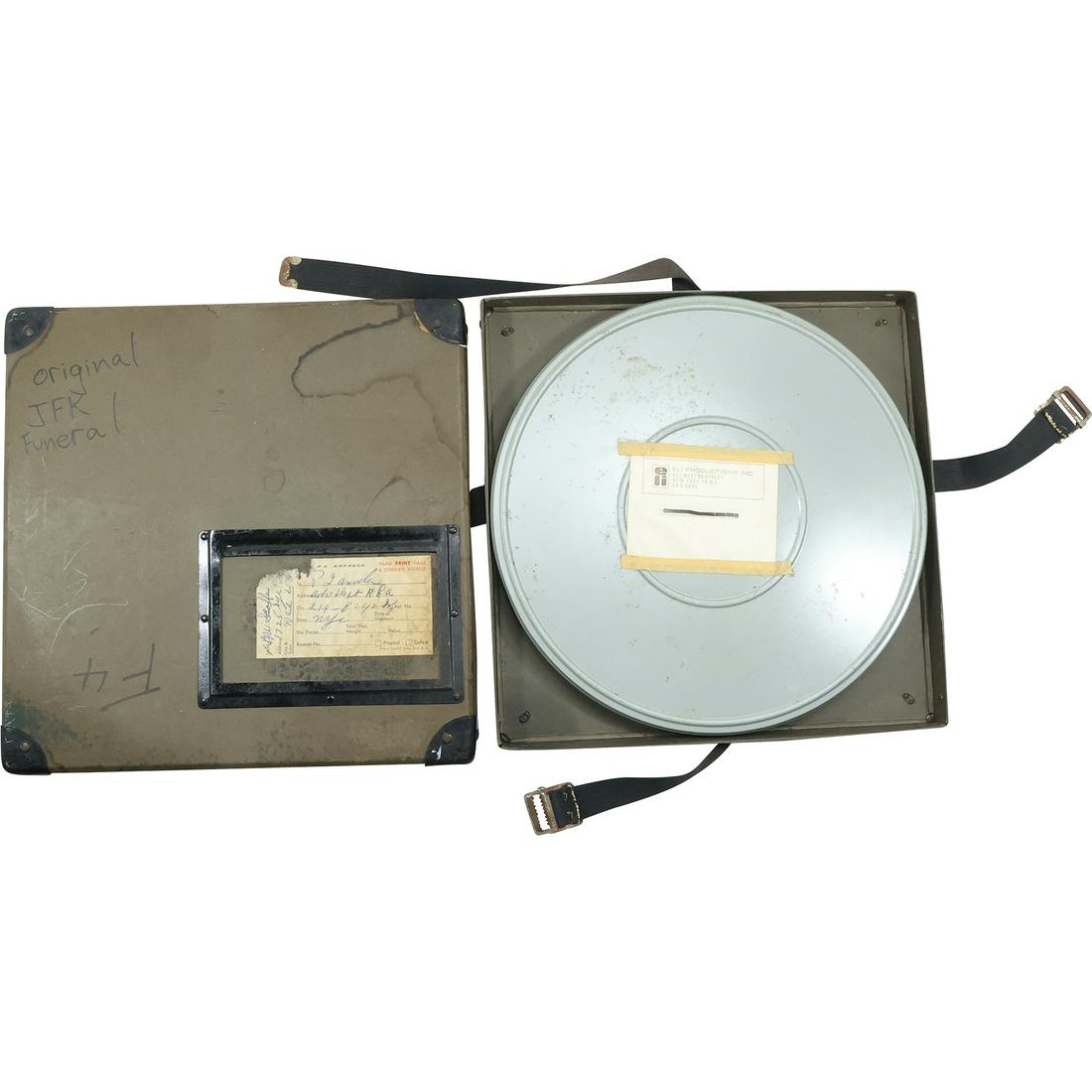 ORIGINAL JFK [John Fitzgerald Kennedy] FUNERAL Reel of Film in Holding Case 13 inches diameter (1 of 19)