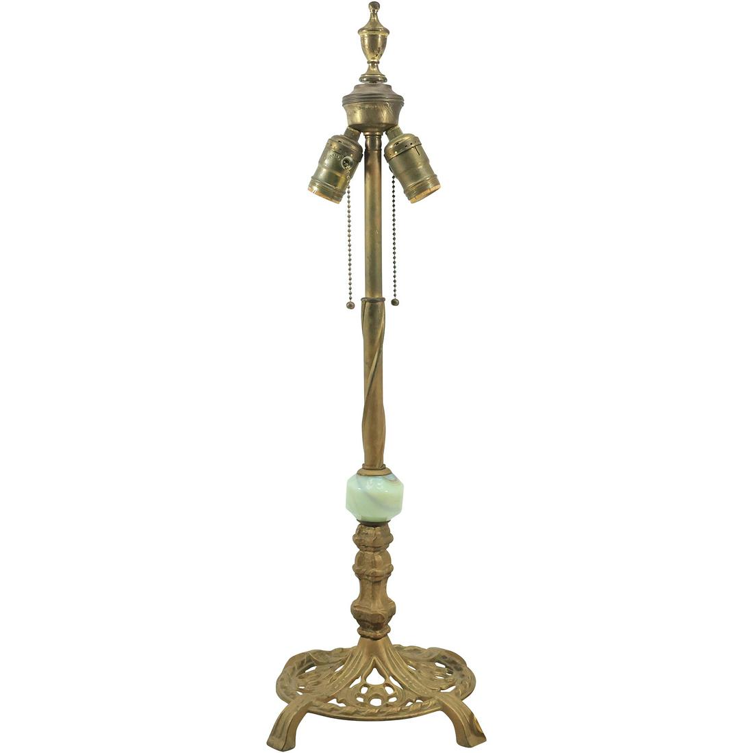 Vintage Cast Iron Base with Green Onyx Ball Accent Table Lamp Base 25.25 in. height (1 of 19)