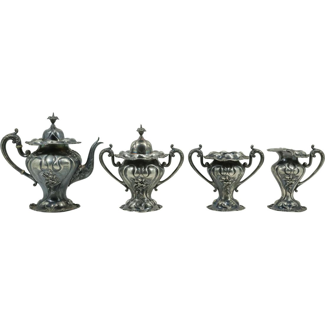 4 Piece DERBY Quadruple Silver Plate ART NOUVEAU TEA SET (1 of 20)