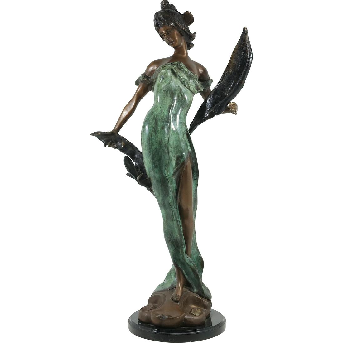 Art Nouveau Woman Bronze Sculpture of Sea Nymph Galatea, after Eduardo Rossi 26 in. height (1 of 20)