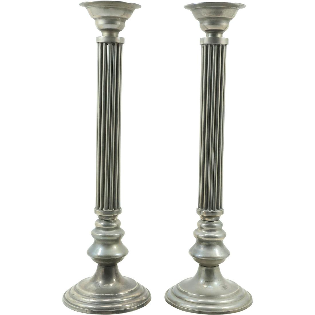 Vintage TALL Silverplated Corinthian Column Candlesticks 18.25 inches height (1 of 20)