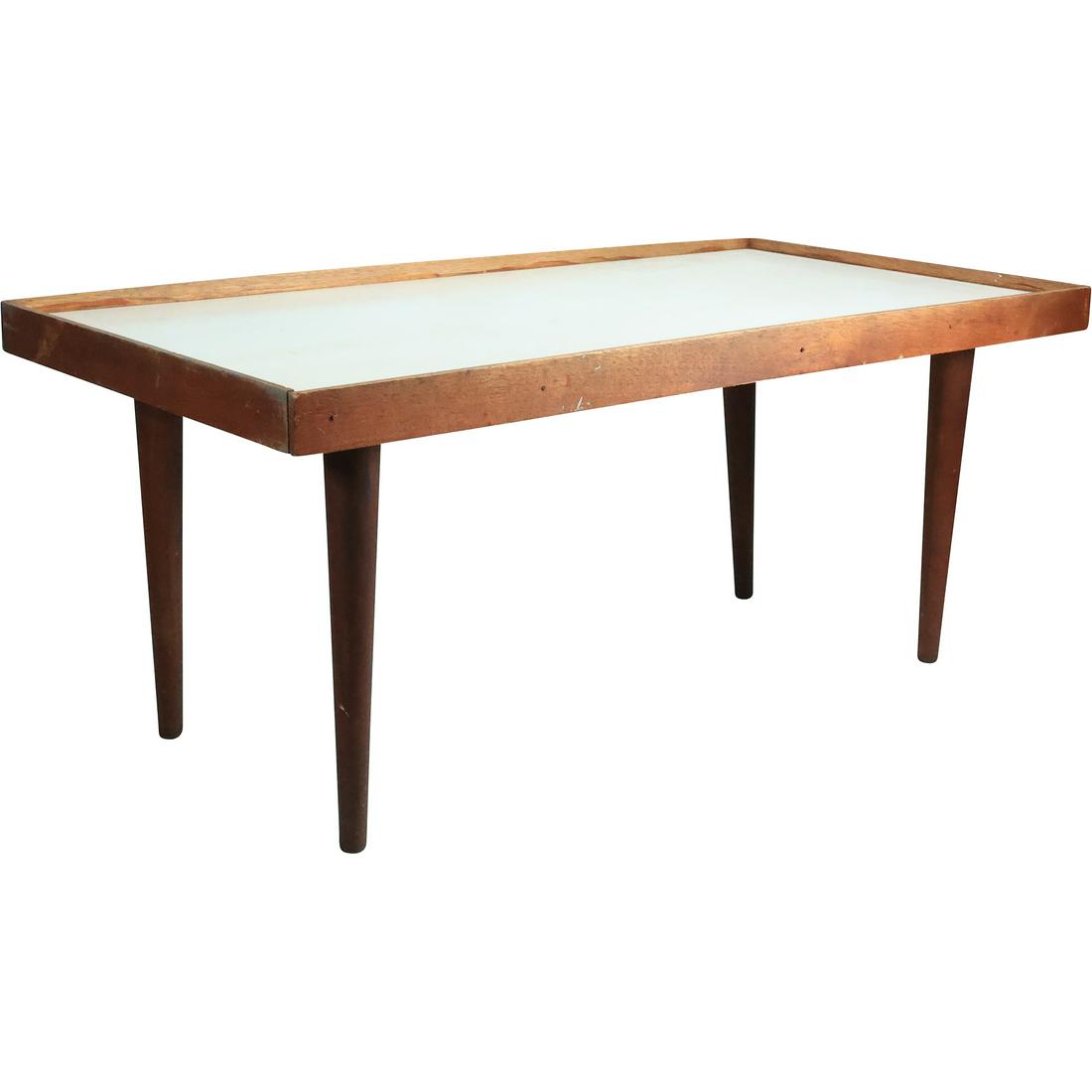 Mid-Century Modern Rectangular Wooden Coffee Table with White Top 36.5 in. x 18.5 in. (1 of 20)