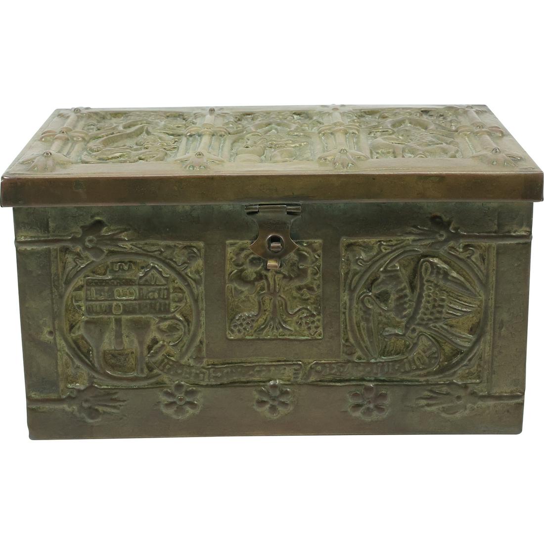 Antique 19th C. Bronze Renaissance Repousse Jewelry Casket / Trinket Box 9.5 in. length: size: 5 in. x 9.5 in. x 6.5 in. For more additional photos please Click Here Terms of
