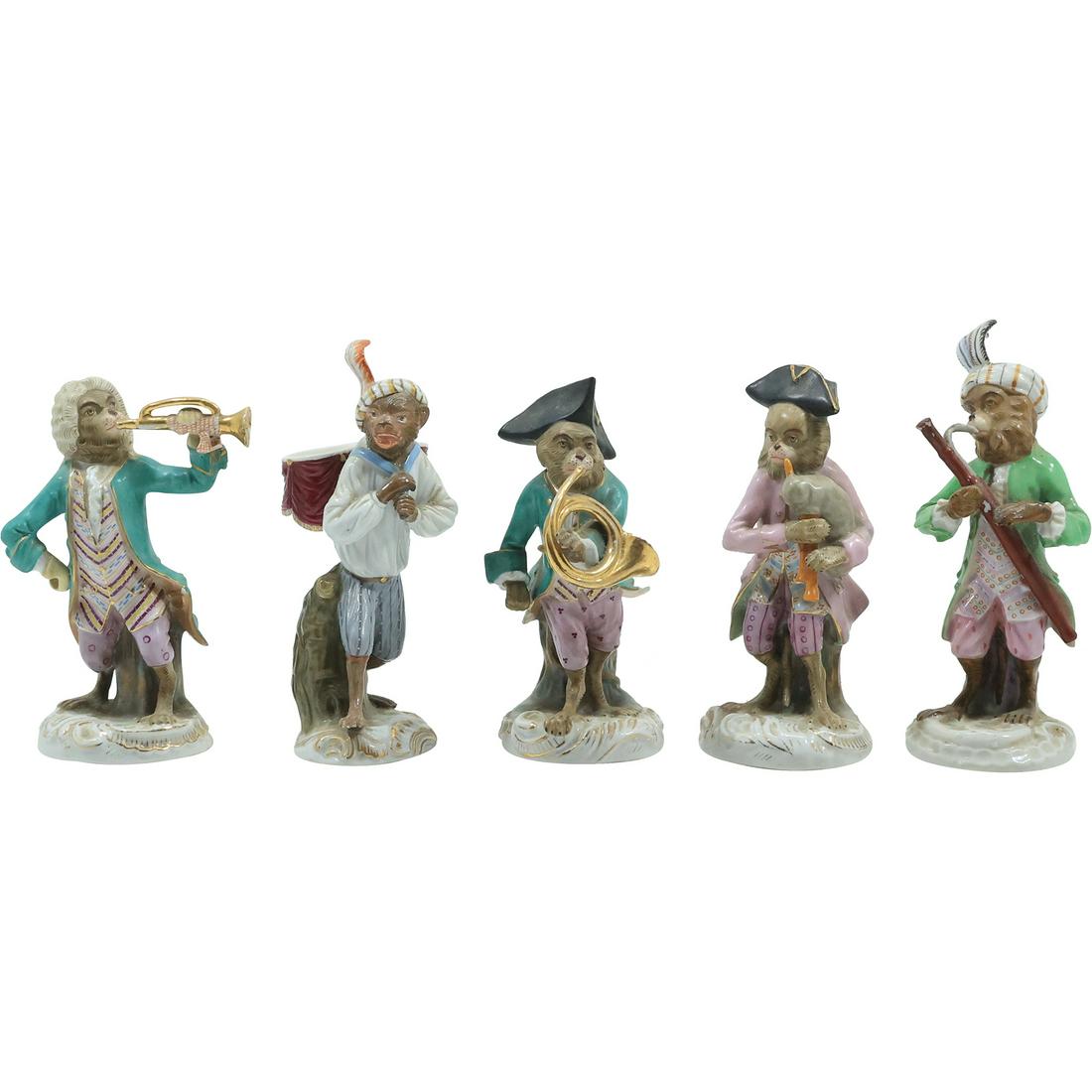 [5] Assorted 19th C. Fine Porcelain Whimsical Lion Band Musician Figures Blue Markings (1 of 20)
