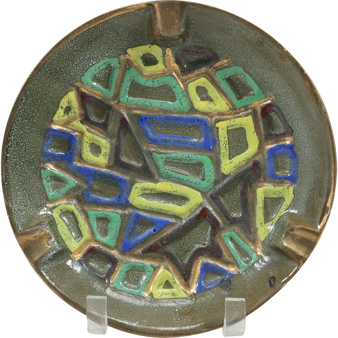 Italian Art Pottery Abstract Design Glazed Plate 9 inches diameter marked Italy (1 of 16)