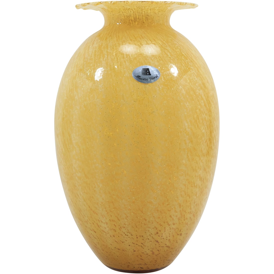 Maestri Vetrai Italian Art Glass Large Amber Vase 12.5 inches height Original Labels (1 of 20)