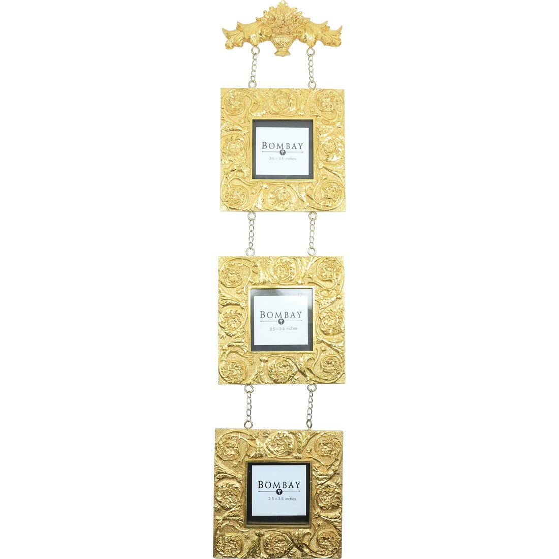 Decorative 3 Graduated Size Gold Picture Frames Wall Hanging by Bombay (1 of 19)