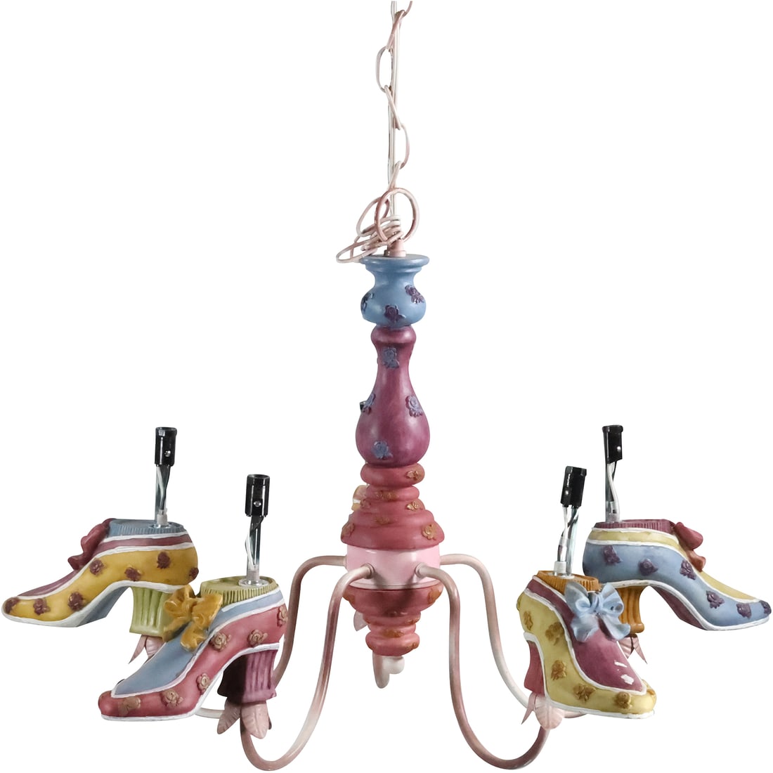 Unique 4-Light Whimsical Shoes Hanging Chandelier: Unique 4-Light Whimsical Shoes Hanging Chandelier. size: 18.75 in. x 27.5 in. Terms of Sale - Reminder: All descriptions and titles are solely opinions and do not warrant any guarantees. It is the buy