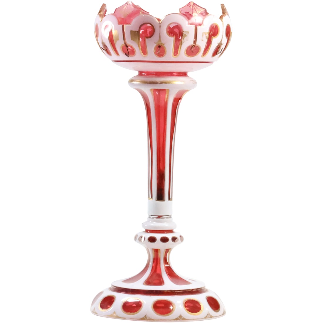 Circa 1910 Bohemian Cameo Art Glass Lustre White Cut to Cranberry 12.75 inches height (1 of 17)