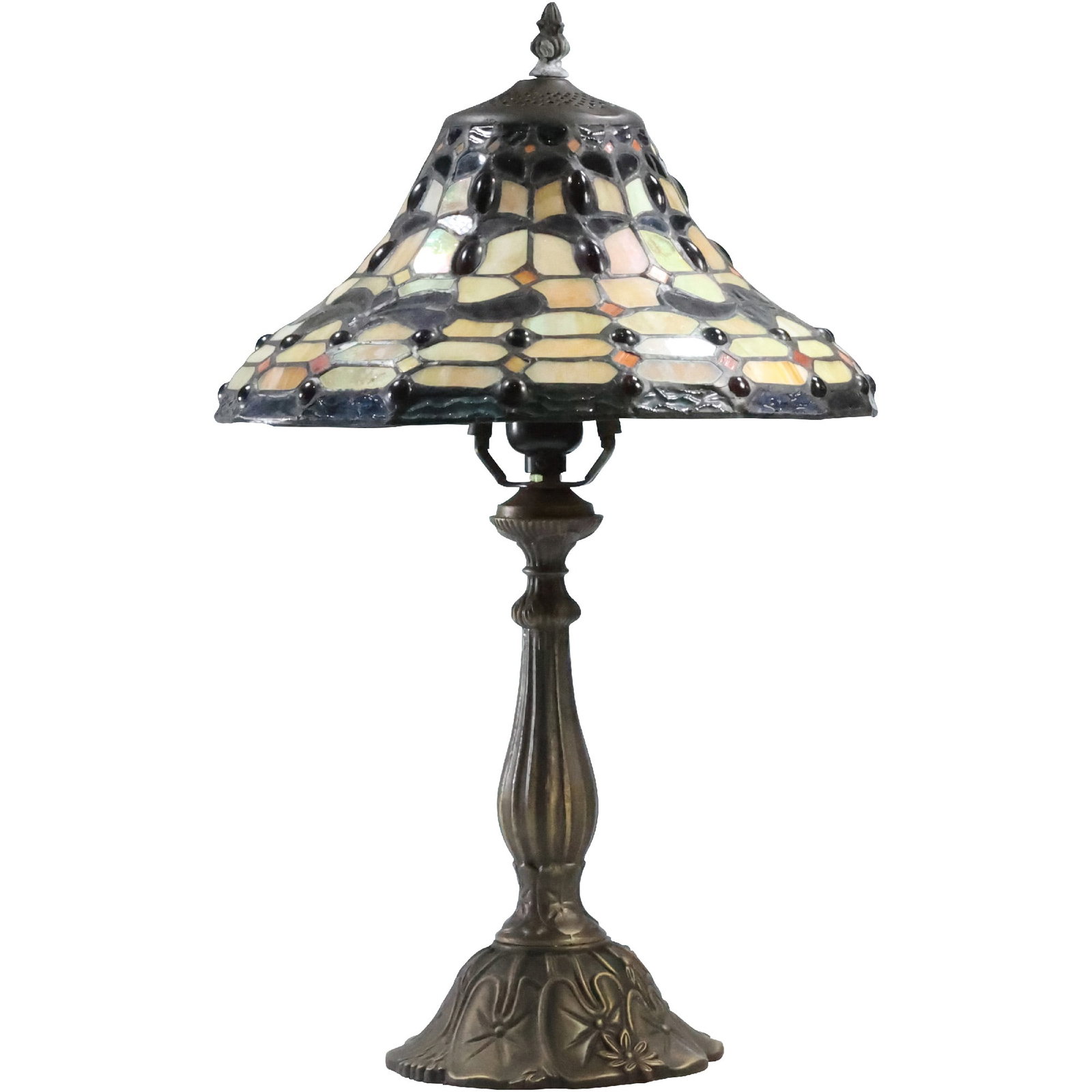 Decorator Leaded Glass Table Lamp 19 in. height x 11.5 in. diameter shade (1 of 19)