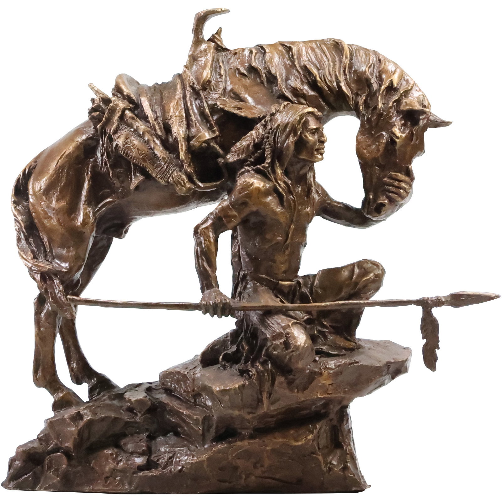 Buck McCain, American,  Bronze Sculpture Protector of the Plains Native American Indian 12 in. h. (1 of 20)
