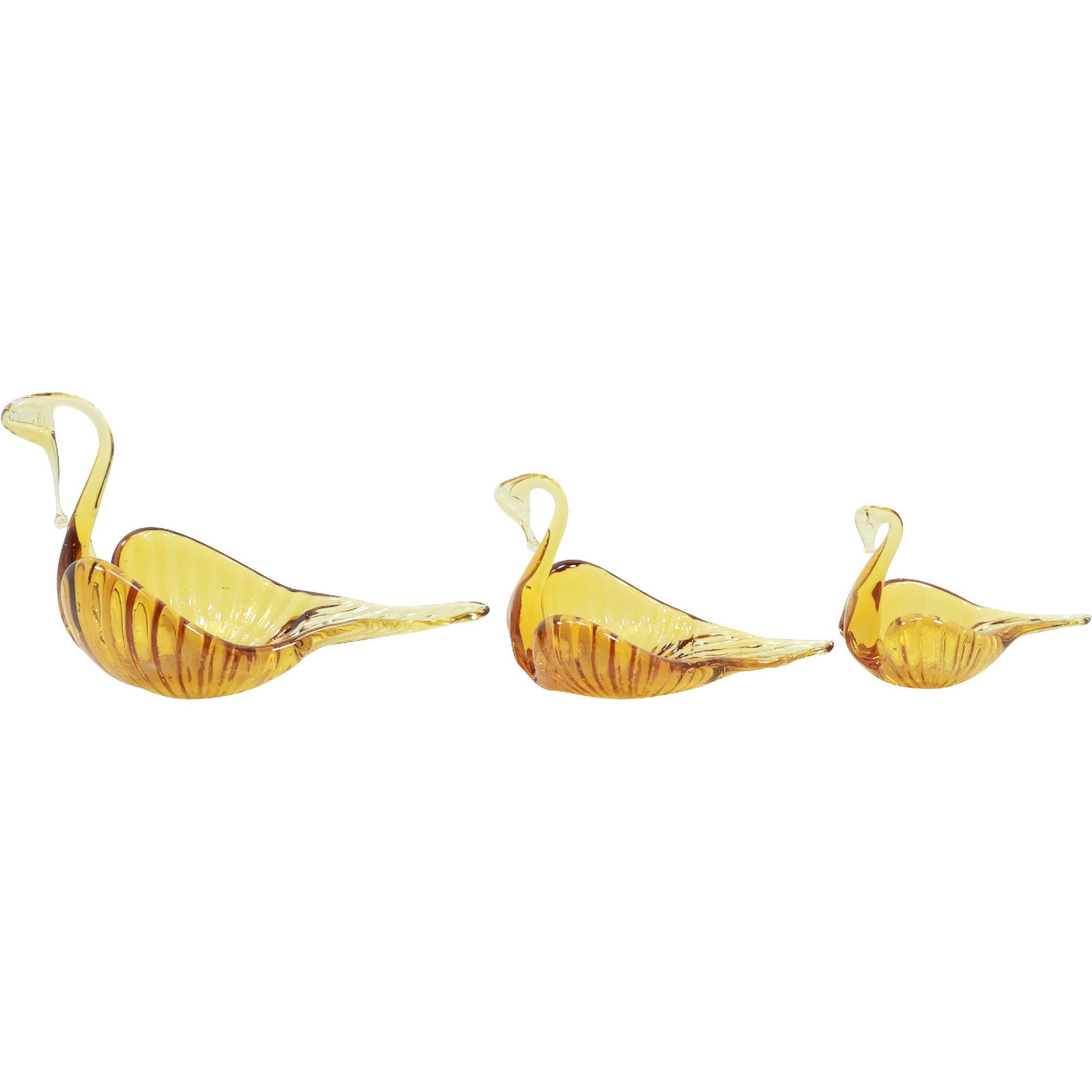 [3] Amber Glass SWAN Figure Candy Dishes in Graduated Sizes (1 of 16)