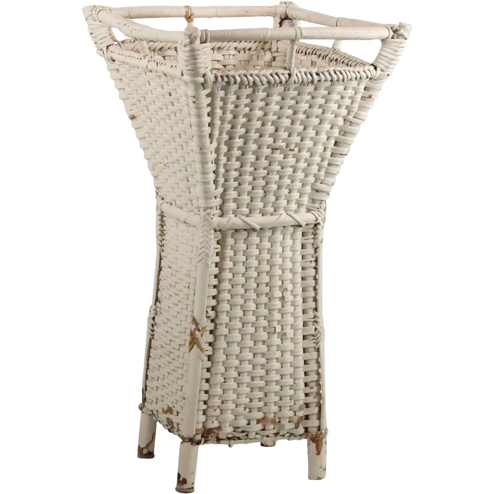 Vintage White Wicker Umbrella Stand 27 Inches Height X 14 Inches