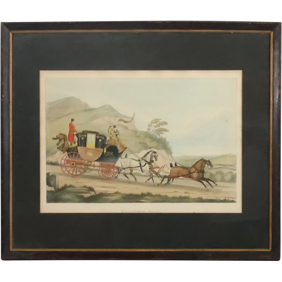 "Glasgow Mail" English Colored Chromolithograph , Framed: "Glasgow Mail" English Colored Chromolithograph , Framed. size: 13 in. x 18.5 in. matte, 21.5 in. x 25.75 in. outside frame