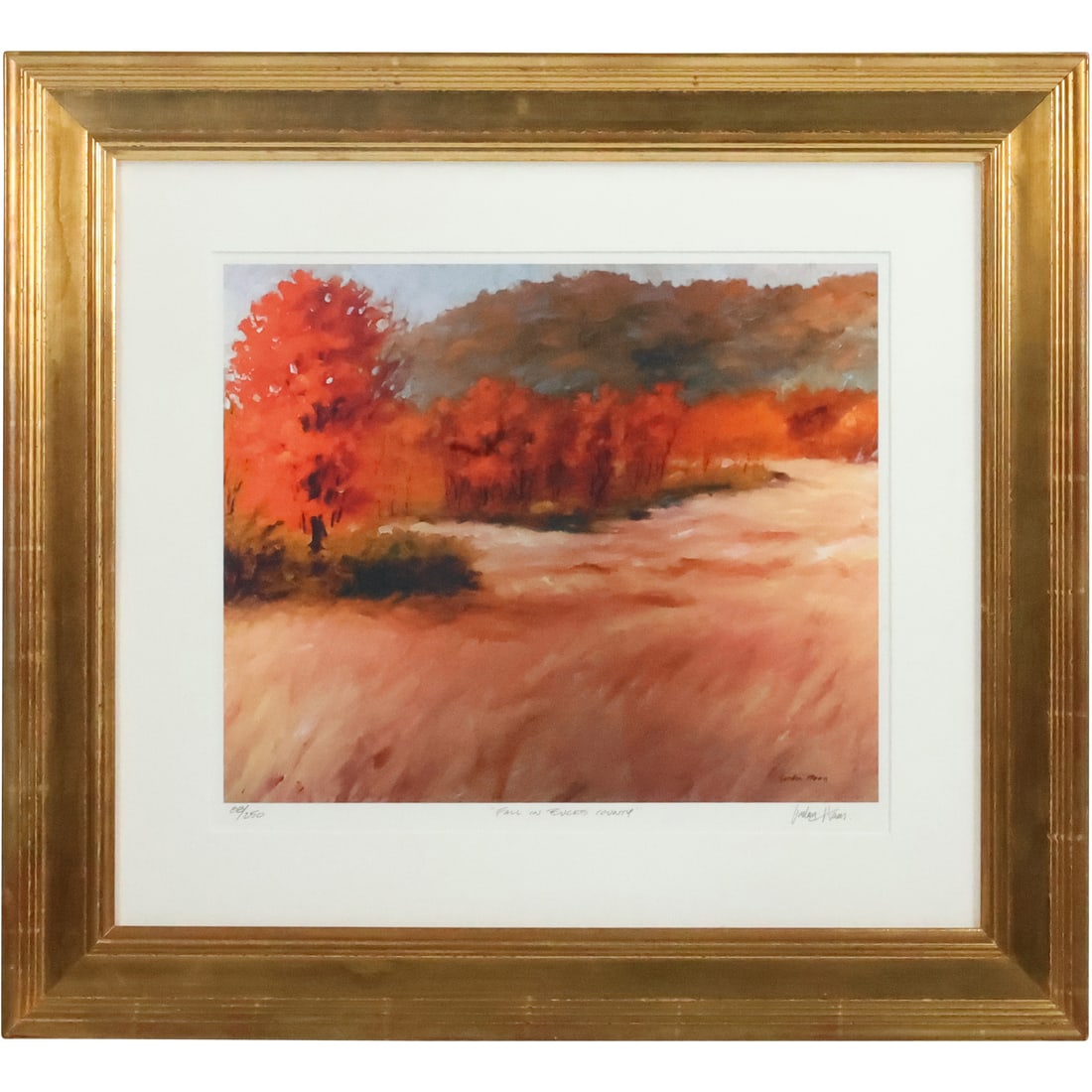 Gordon Haas, Pencil Signed Lithograph "Fall in Bucks County" #88/250, Framed (1 of 20)