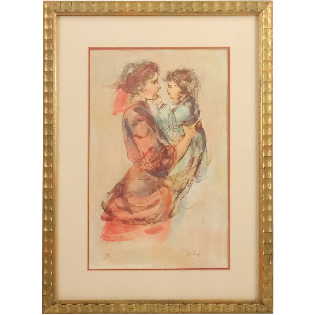 Edna Hibel, Signed Lithograph Mother and Daughter #72/295 , Framed (1 of 20)