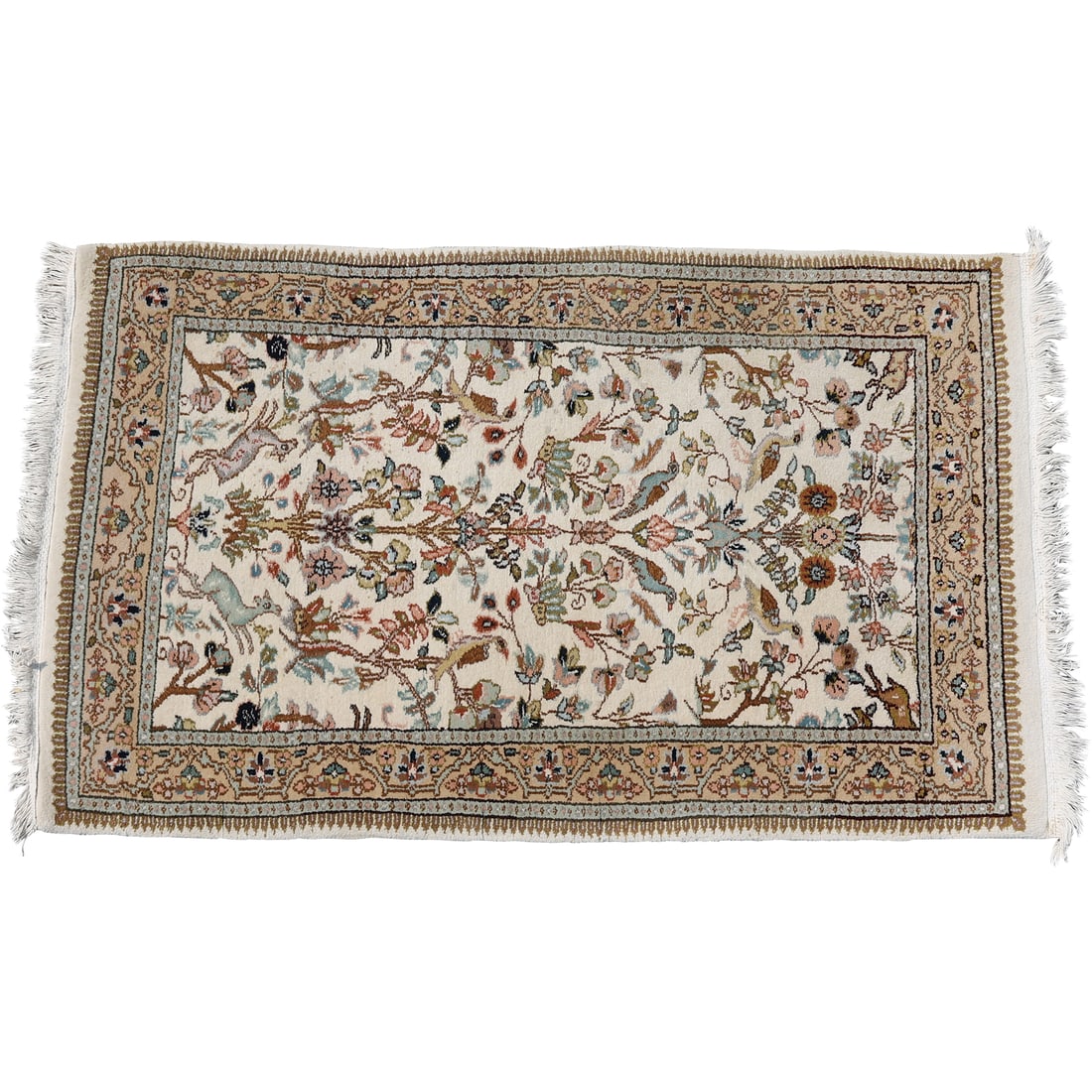 Hand Made Wool Oriental Rug with Birds and Animals 37 inches x 64 inches (1 of 15)
